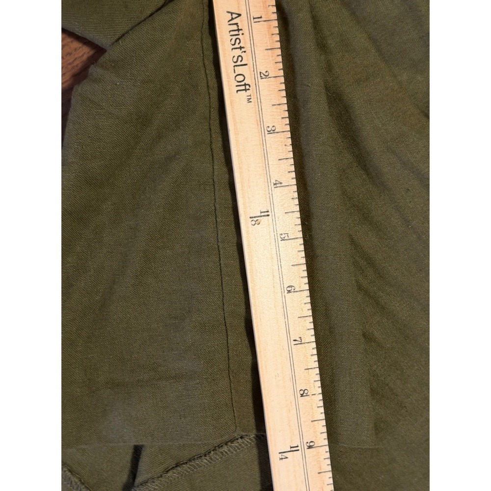 Olive Green Linen Blend Pleated High Rise Shorts Size 16 Elevated Staple - Picture 5 of 8
